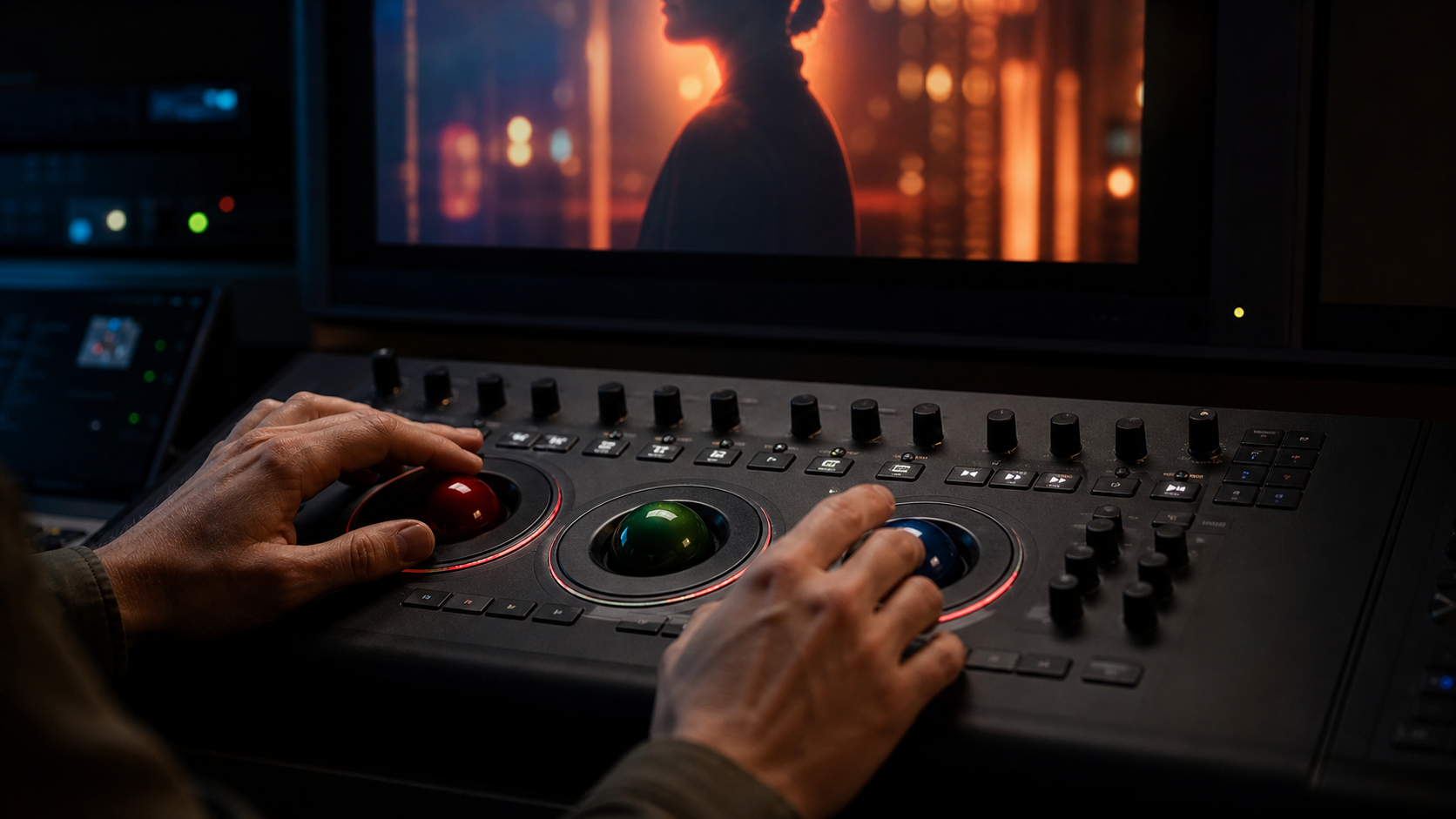 Pannello di color grading con trackball